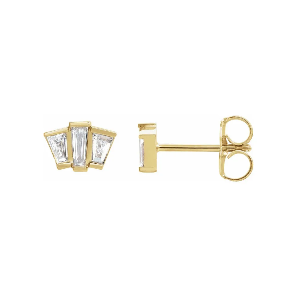 Baguette Diamond Geometric Cluster Earrings
