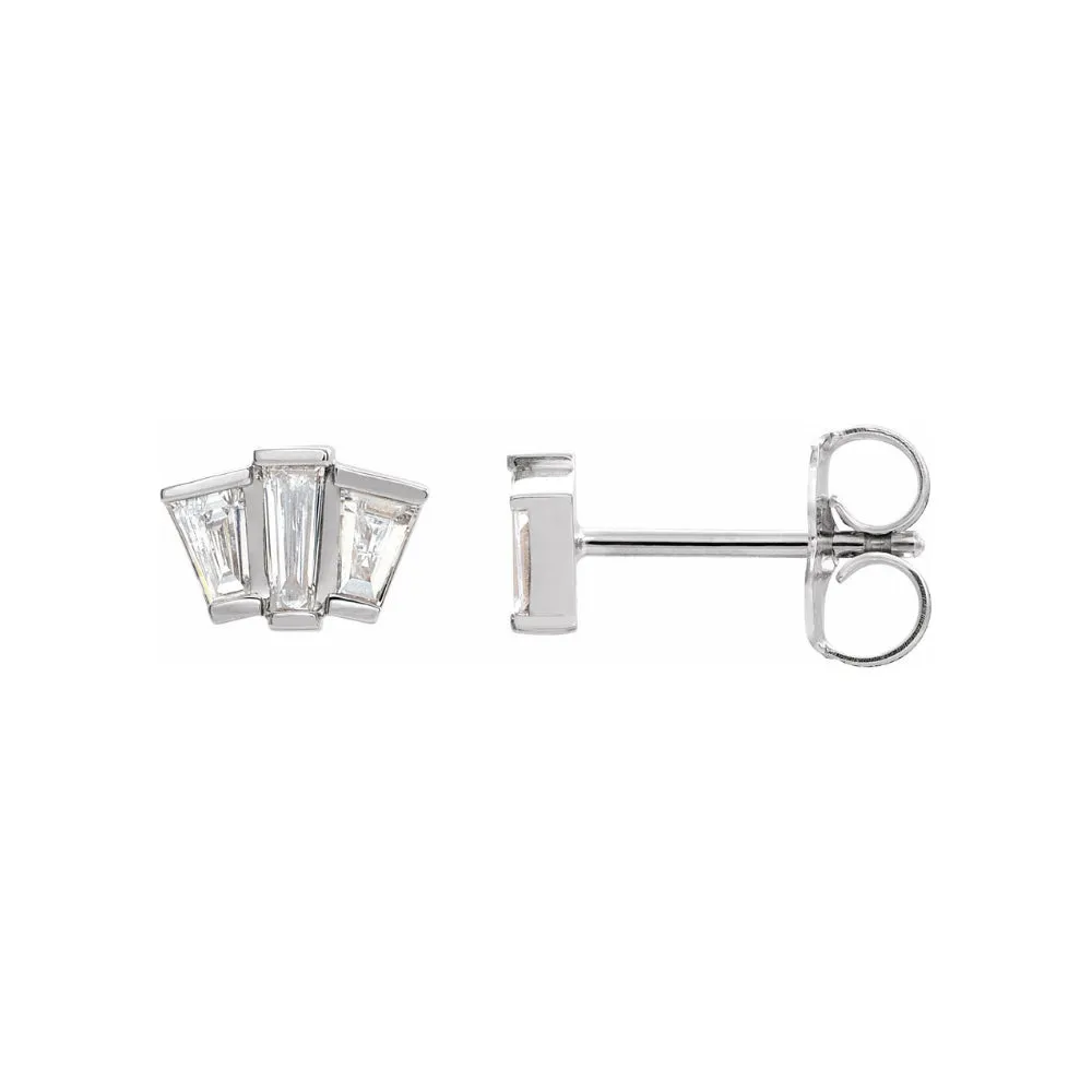 Baguette Diamond Geometric Cluster Earrings