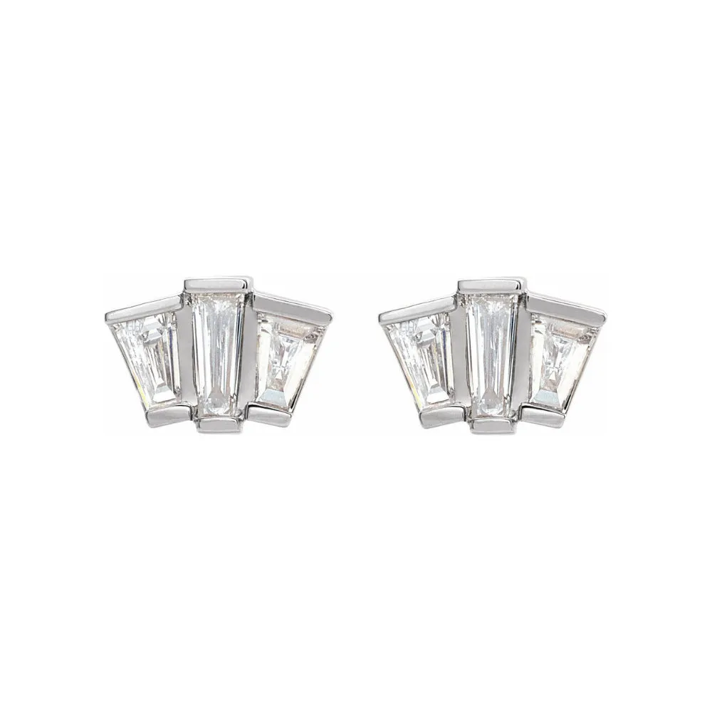 Baguette Diamond Geometric Cluster Earrings