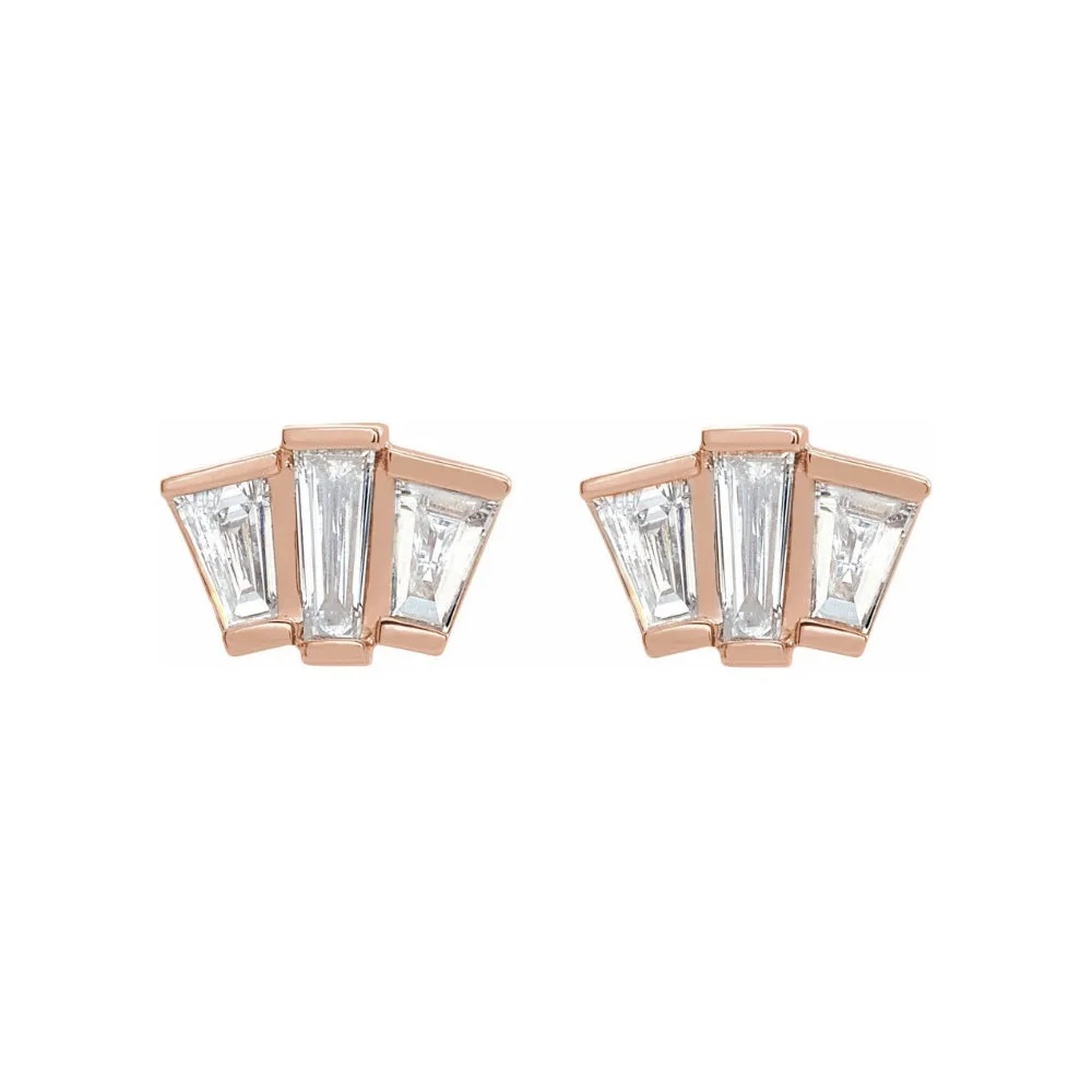 Baguette Diamond Geometric Cluster Earrings