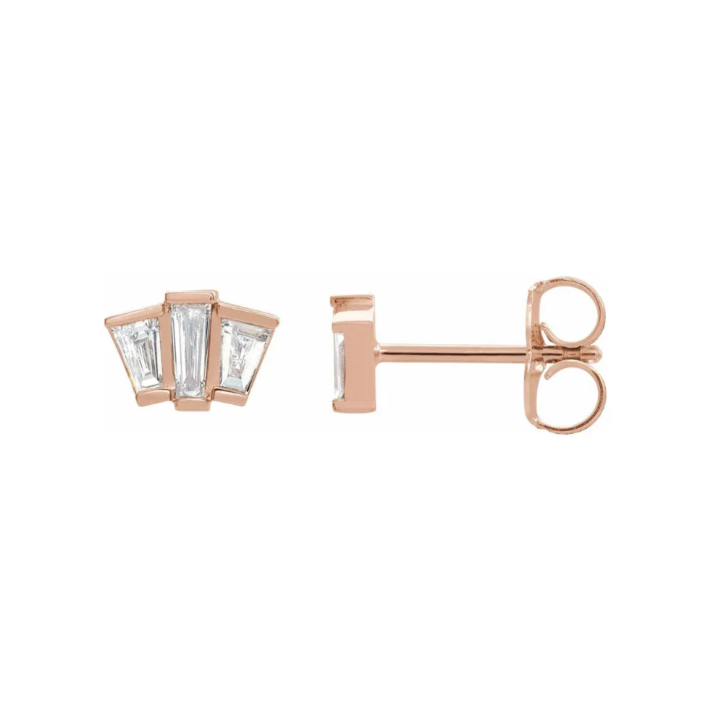 Baguette Diamond Geometric Cluster Earrings