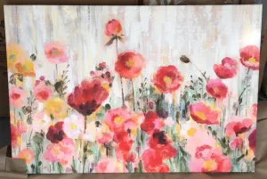 Beautiful Large 22"X32" Sprinkled Flowers Crop' Acrylic Painting Print on Wrapped Canvas! Retails $162 W/Tax on Sale!