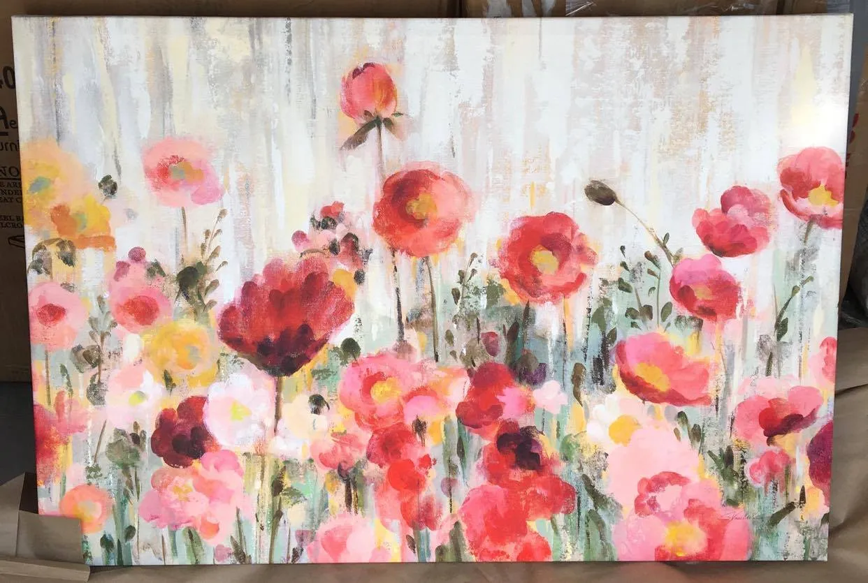 Beautiful Large 22"X32" Sprinkled Flowers Crop' Acrylic Painting Print on Wrapped Canvas! Retails $162 W/Tax on Sale!