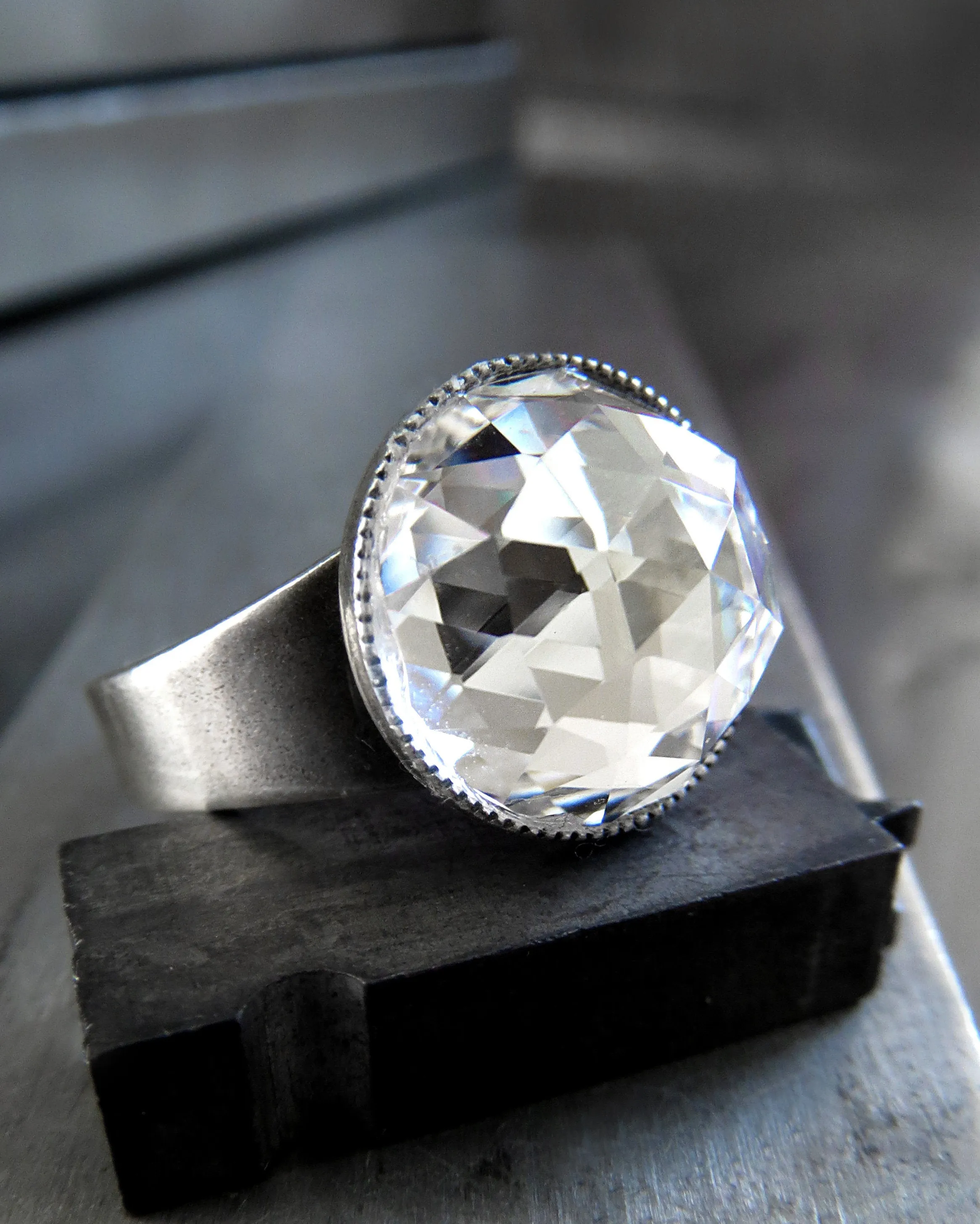BELOVED - Domed Clear Crystal Ring
