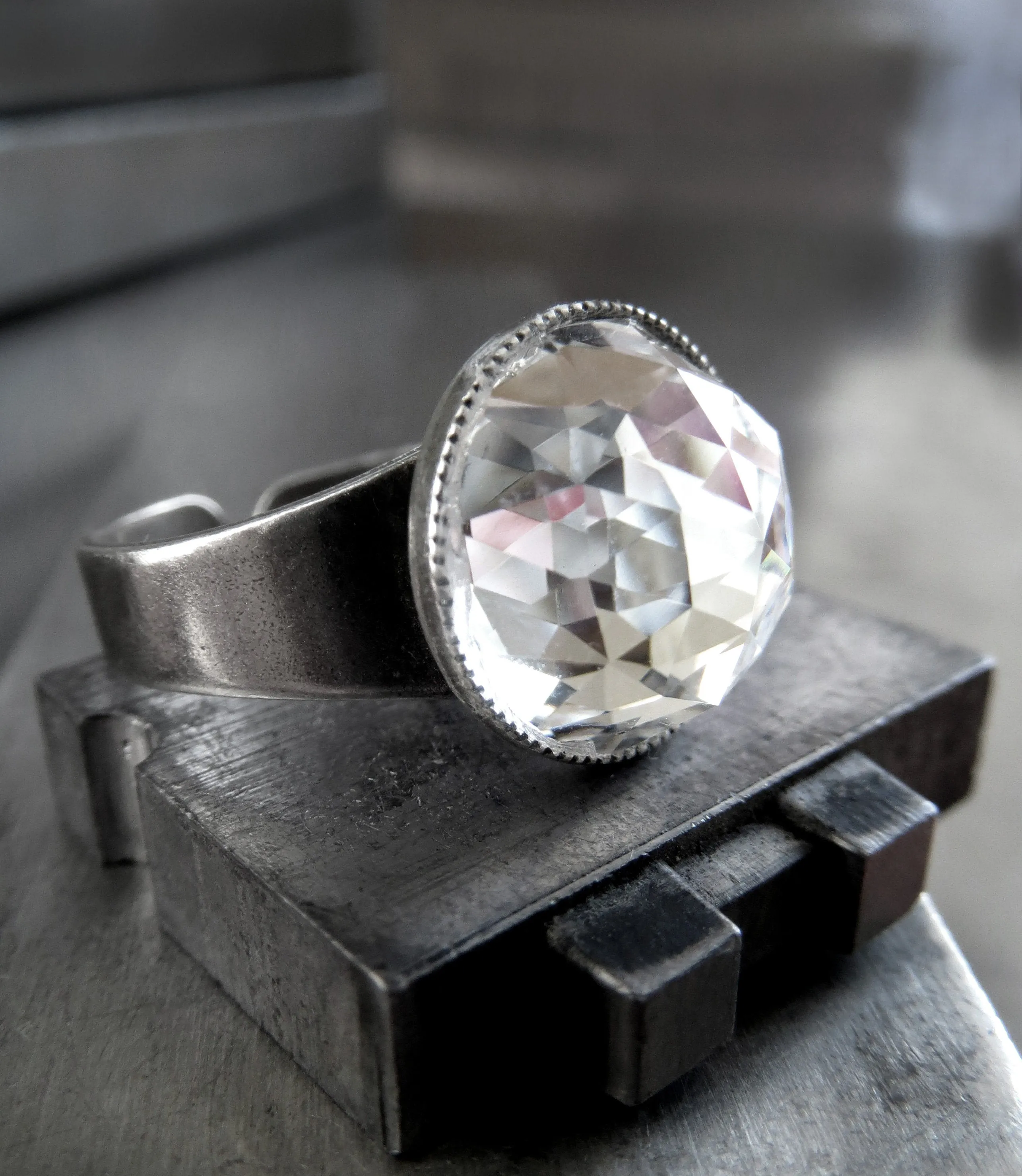 BELOVED - Domed Clear Crystal Ring