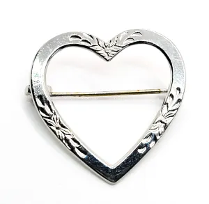 Bernard Abel & Co RI etched sterling silver open heart brooch 925