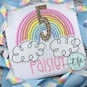 {Birthday Rainbow} applique tee *color options