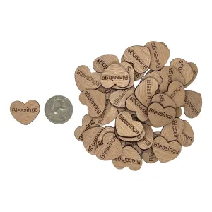 Blessings Wood Hearts - 100 ct - 1 inch