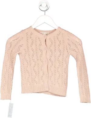 Bonpoint Pink Cashmere Diamante Button Detail Cardigan 6 Years