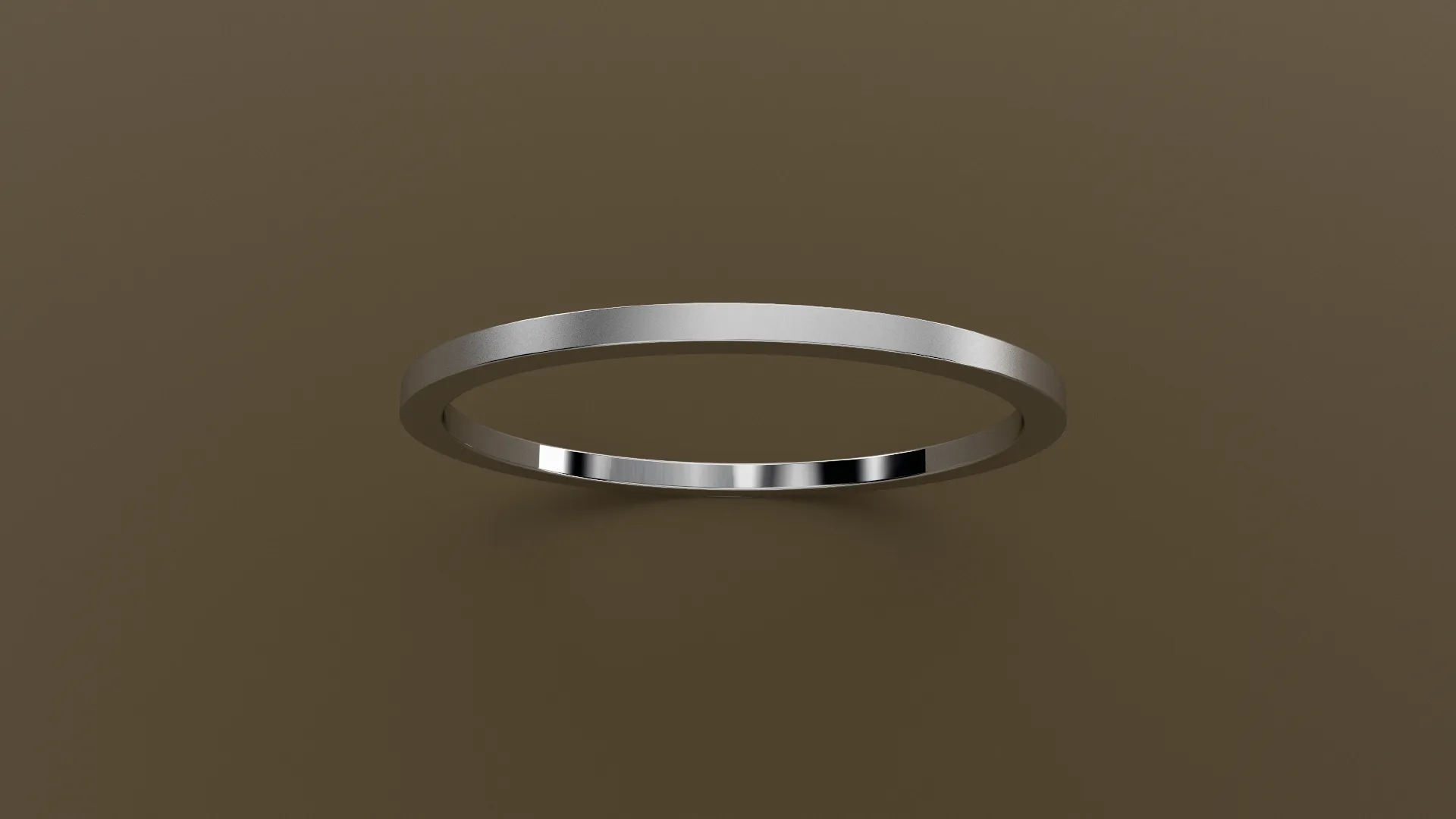 Brushed White Gold 1mm Flat Wedding Band