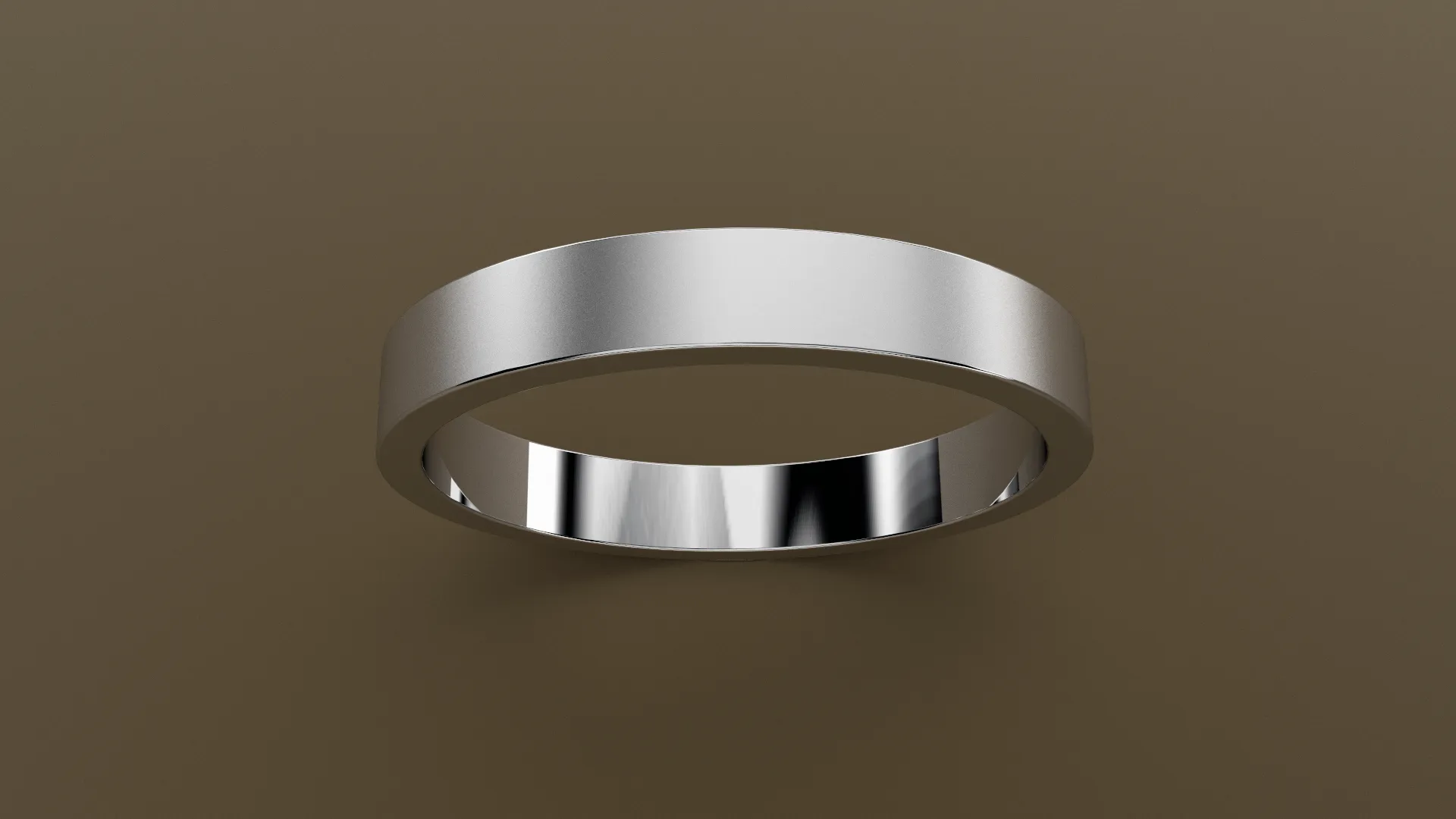 Brushed White Gold 3mm Flat Wedding Band