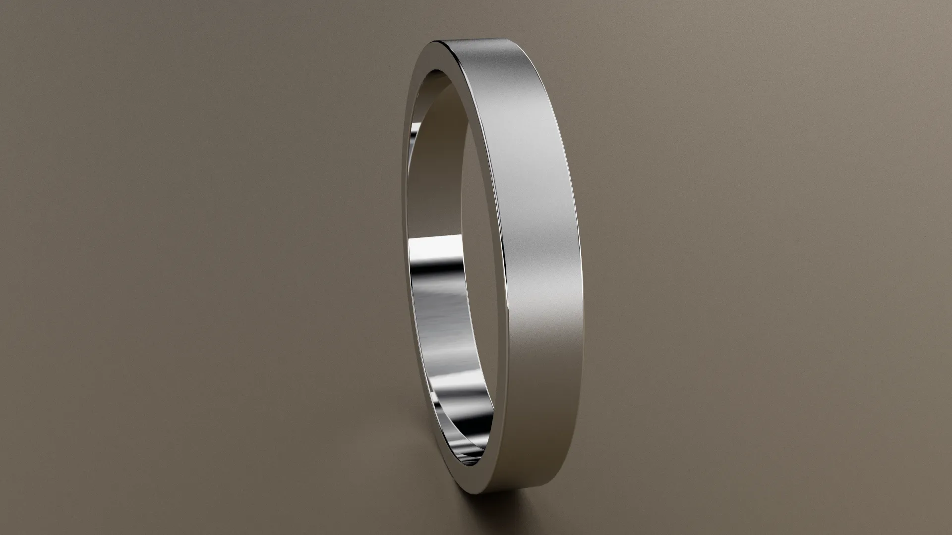 Brushed White Gold 3mm Flat Wedding Band