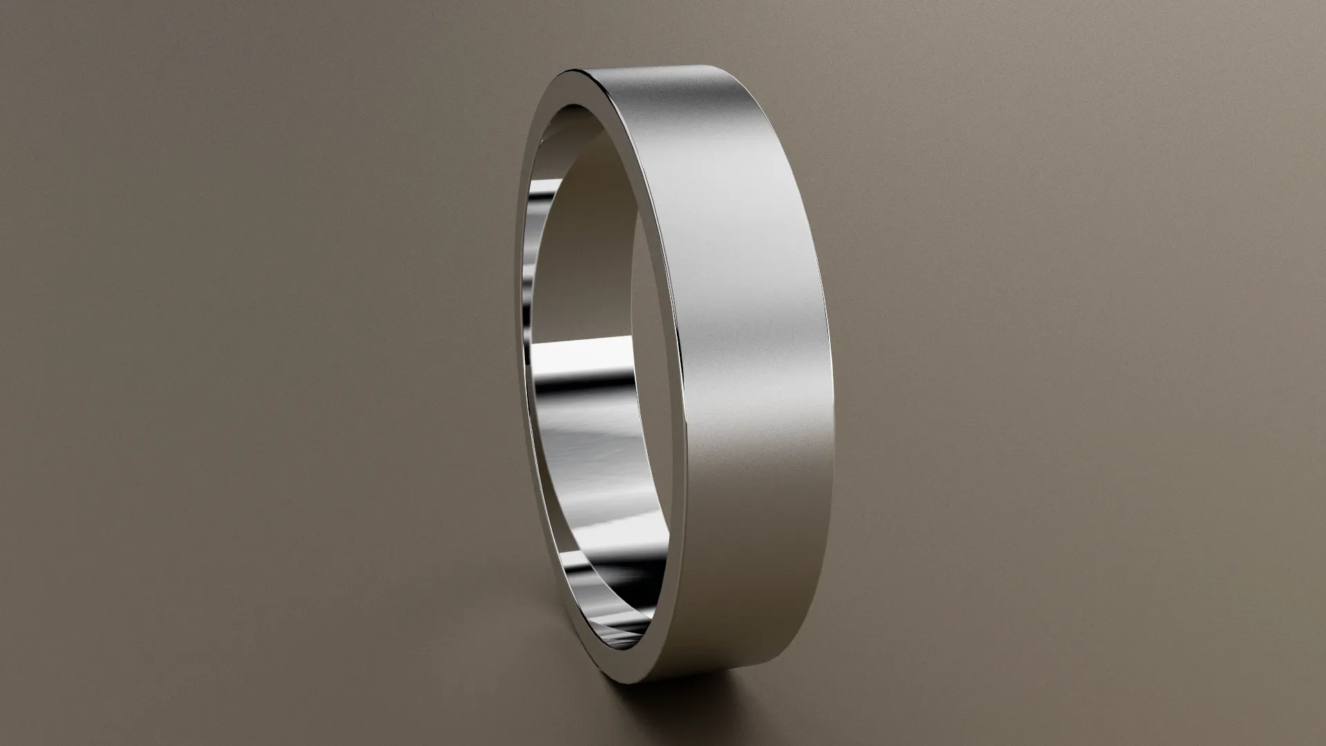 Brushed White Gold 5mm Flat Wedding Band