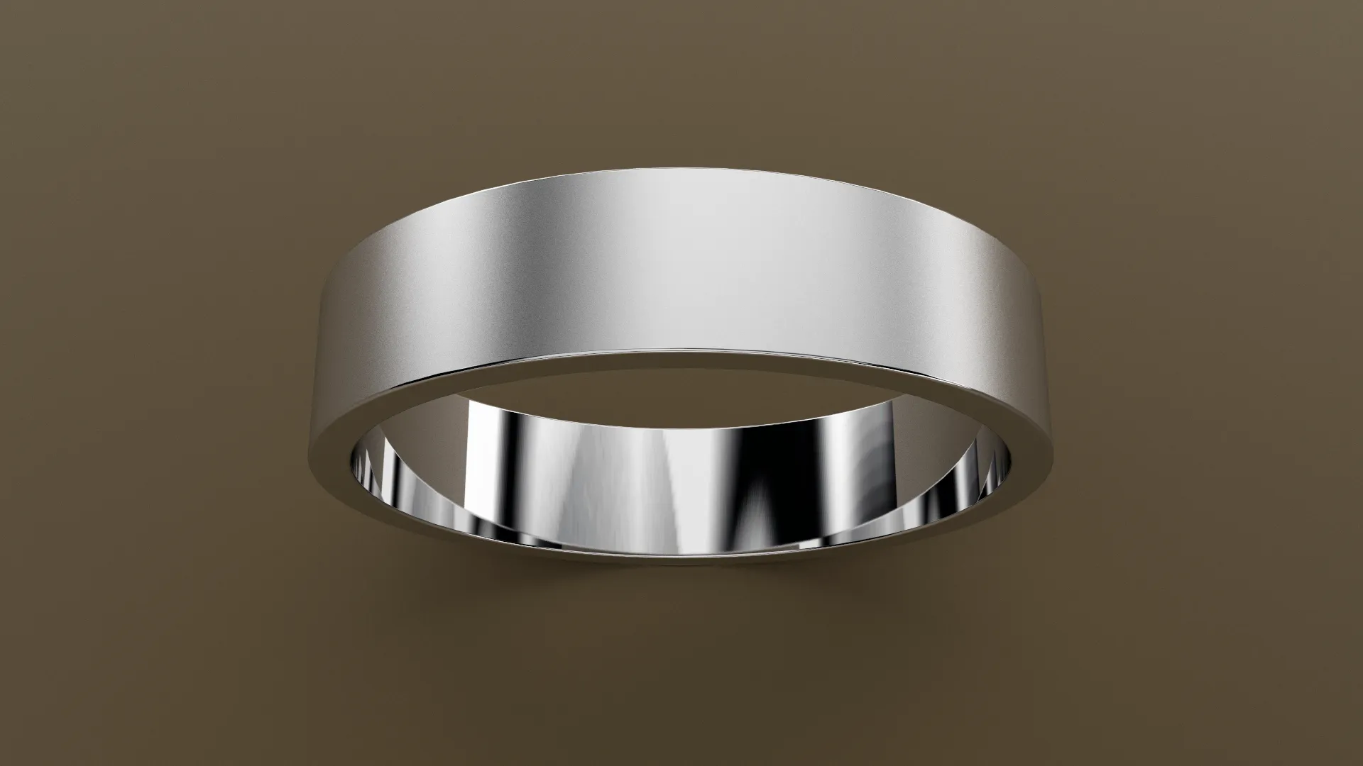 Brushed White Gold 5mm Flat Wedding Band