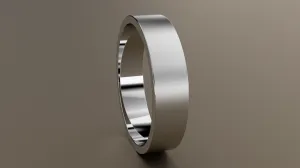 Brushed White Gold 5mm Flat Wedding Band