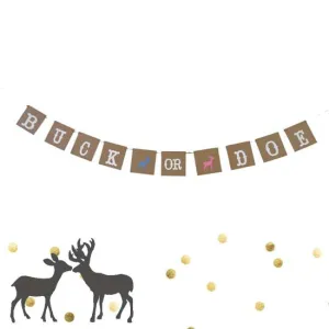 Buck or Doe Gender Reveal Garland Baby Shower Banner Boy or Girl Pregnancy Party