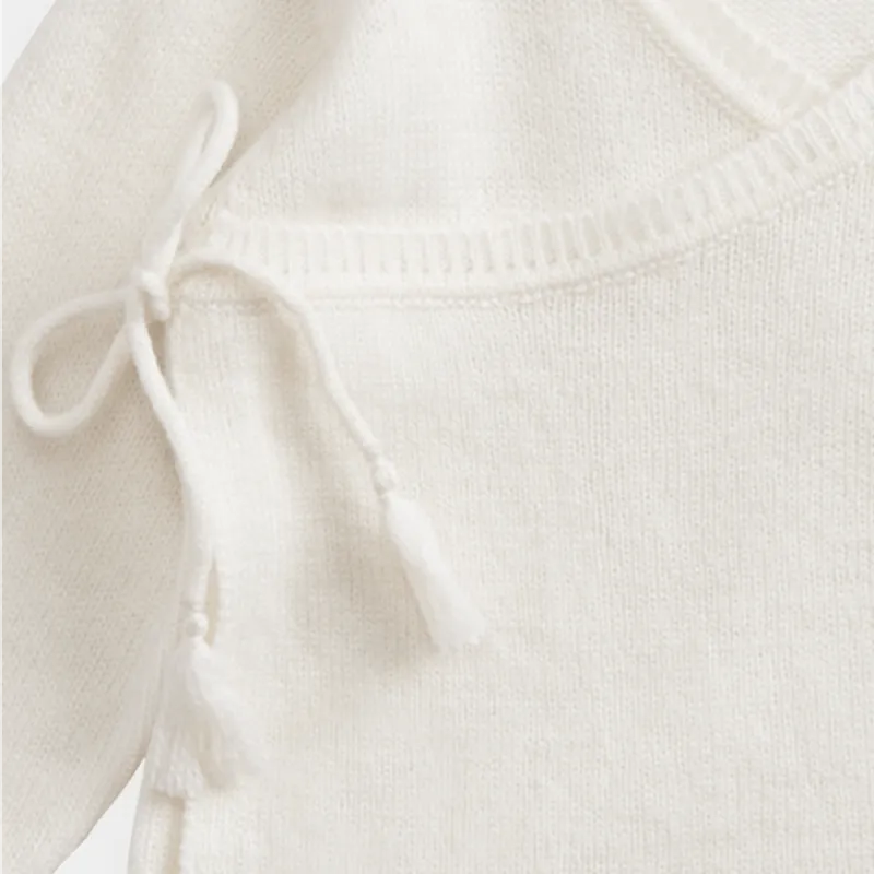 Cashmere Wrap Top and Footed Legging Set | Snow White
