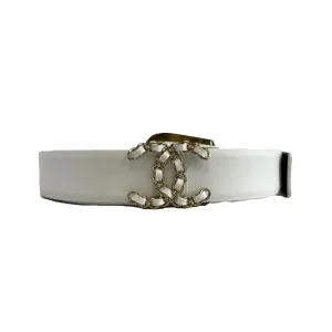 Chanel - 21P New w/ Tags - CC White leather Belt - Size 75