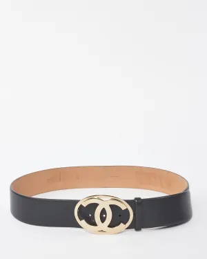 Chanel Black Leather 2000 Interlocking CC Logo Belt - 95