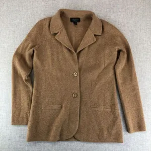 Charter Club 100% Cashmere Luxury‎ Button Front Sweater Blazer Tan Beige Size XS