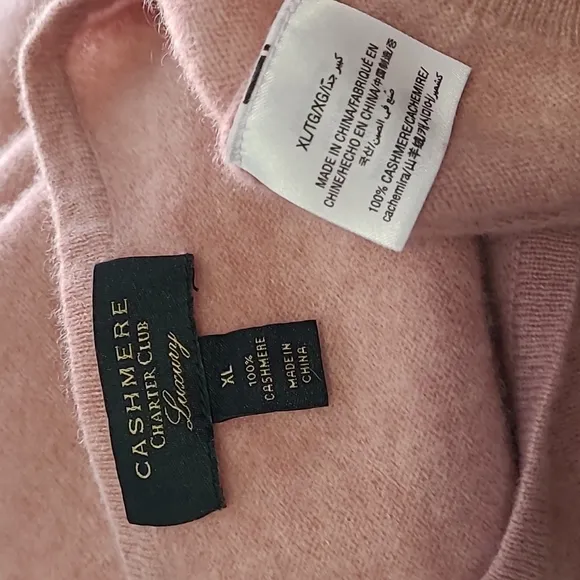 Charter Club Luxury 100% Cashmere Sweater Macy's XL Heather Rose Discontinued!