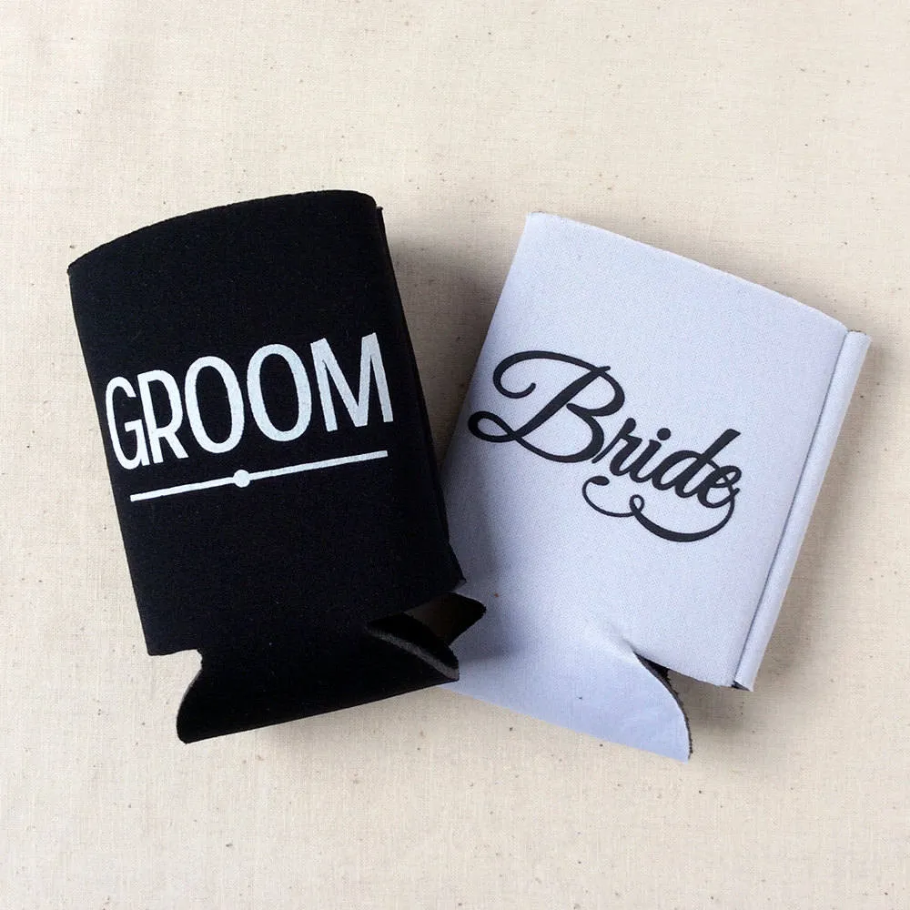 Cheers to The Mr and Mrs - Neoprene Wedding Can Cooler #174N