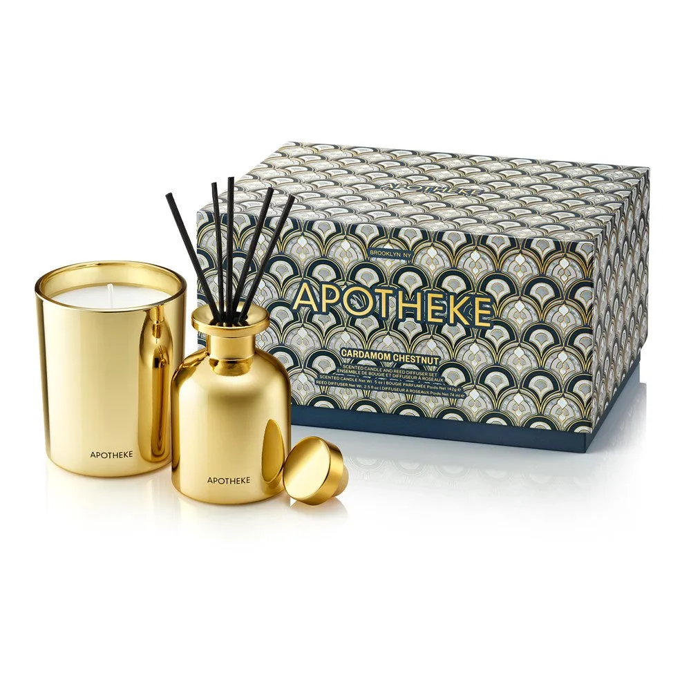 Chestnut Cardamom Mini Candle and Reed Diffuser Duo Set