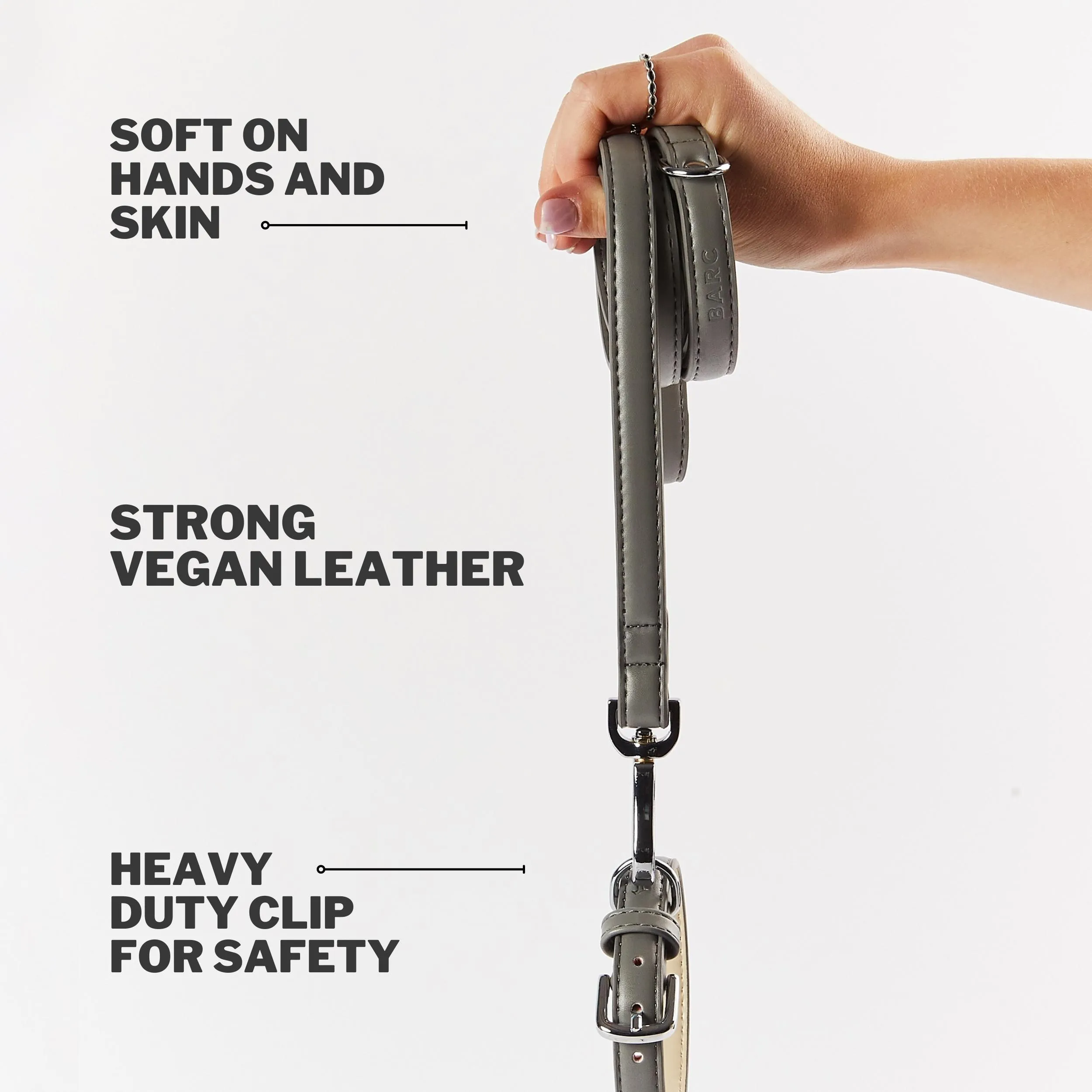 City Vegan Leather Dog Lead | Ash Grey