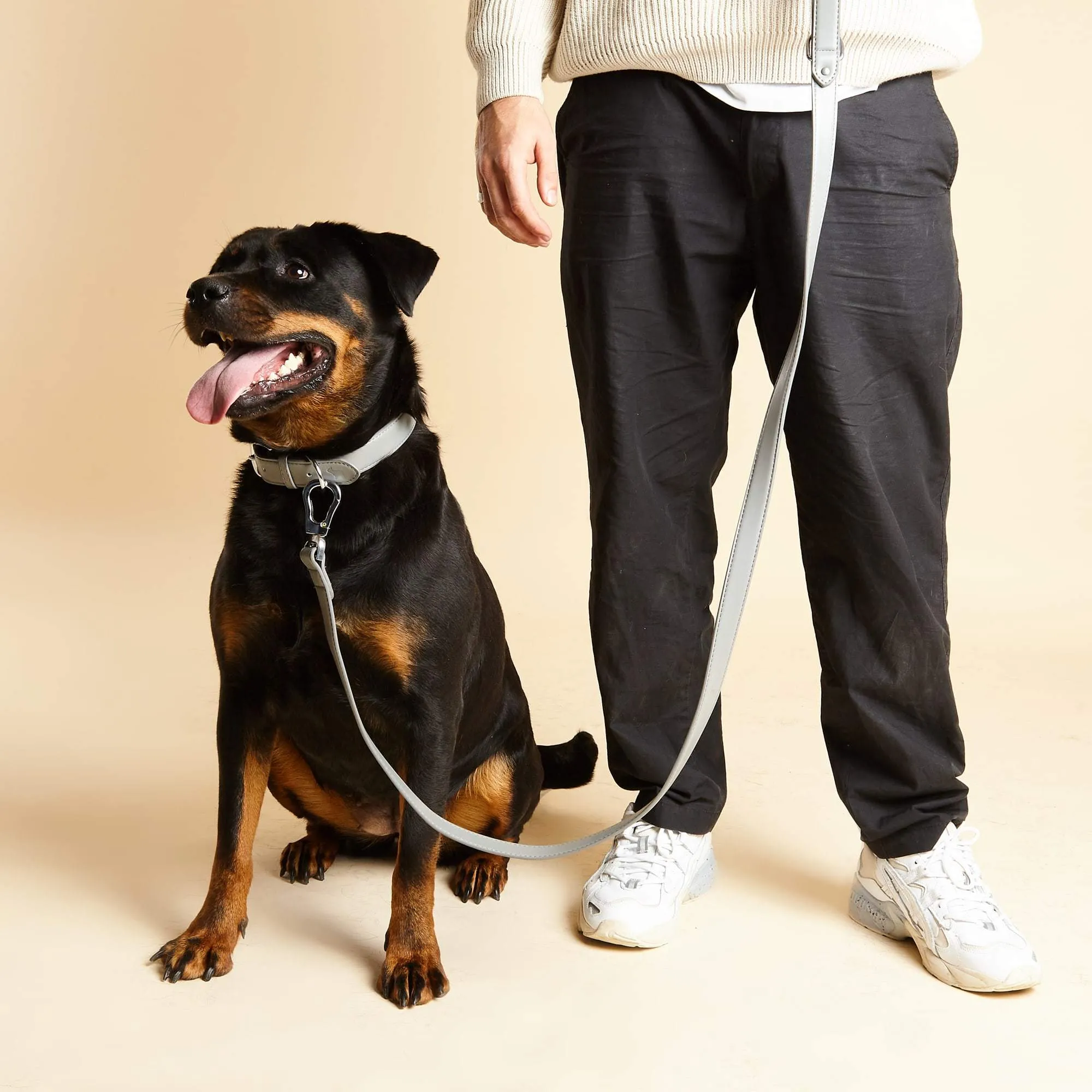 City Vegan Leather Dog Lead | Ash Grey
