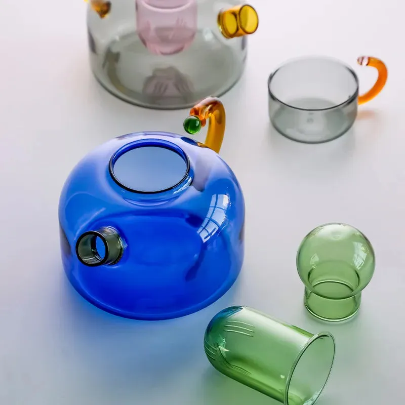 Colored trendy High Temperature Resistant Glass Tea Small Teapot Home Cooking Teapot