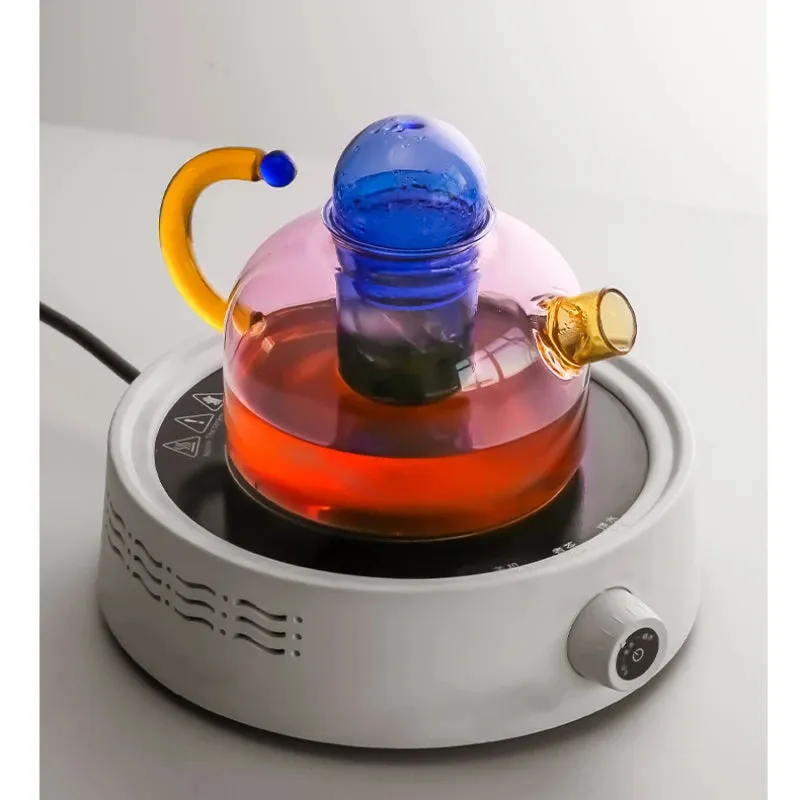 Colored trendy High Temperature Resistant Glass Tea Small Teapot Home Cooking Teapot