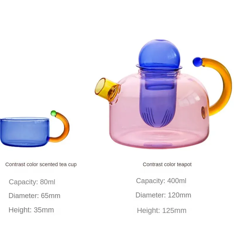 Colored trendy High Temperature Resistant Glass Tea Small Teapot Home Cooking Teapot