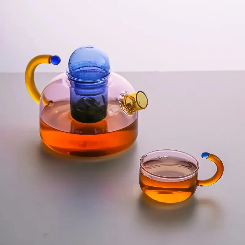 Colored trendy High Temperature Resistant Glass Tea Small Teapot Home Cooking Teapot