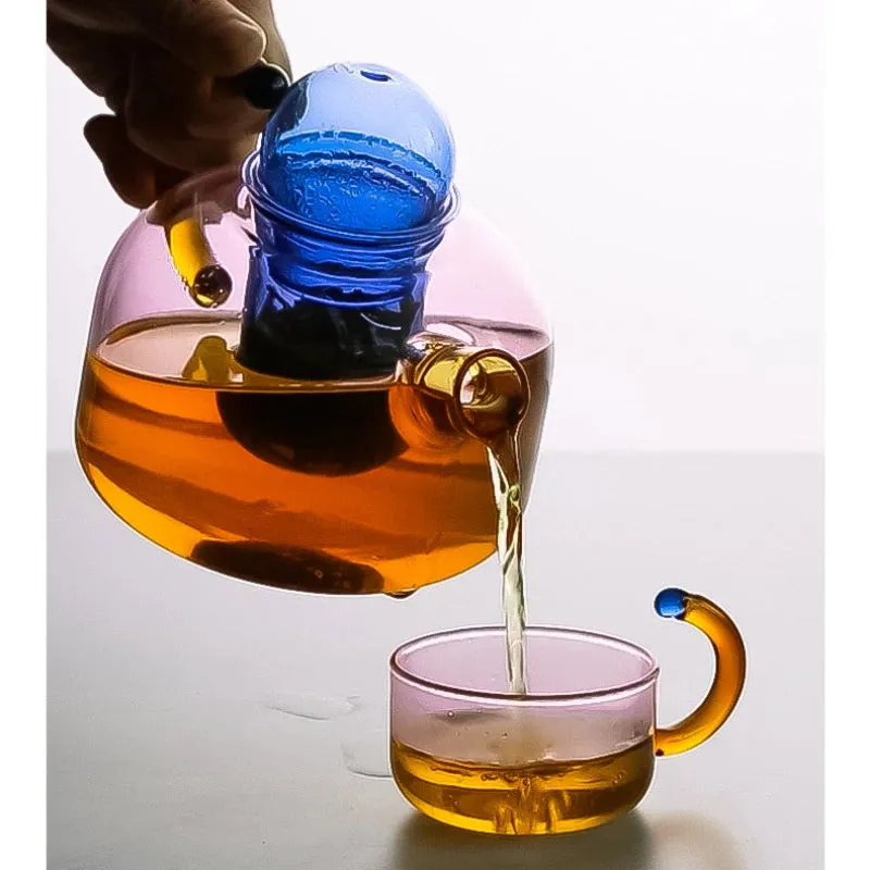 Colored trendy High Temperature Resistant Glass Tea Small Teapot Home Cooking Teapot