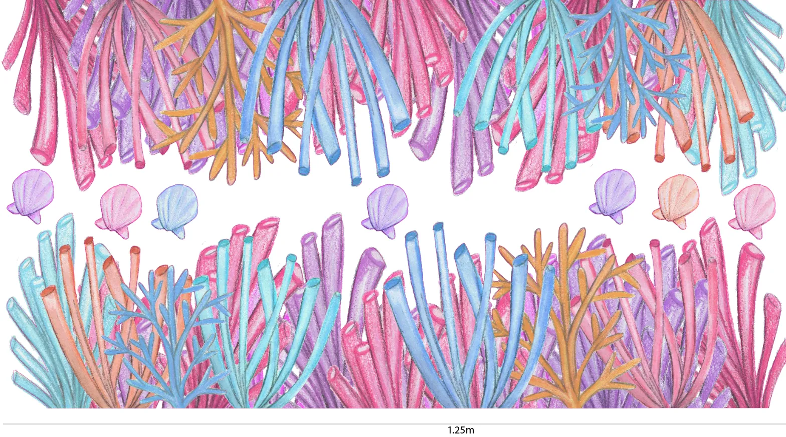 Coral Runner Australian Design Hand Painted Peel & Stick, Removable Wall Decal. Nursery, Kids Playroom, Kids Teens Bedroom