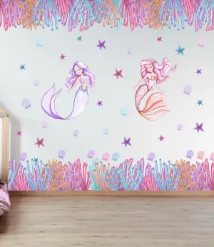 Coral Runner Australian Design Hand Painted Peel & Stick, Removable Wall Decal. Nursery, Kids Playroom, Kids Teens Bedroom