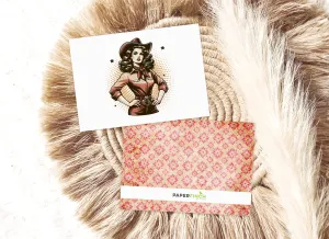 Cowgirl Card: A2 Blank Greeting Card with Retro Cowgirl Design & Pink Western Backing - Ideal for Birthday or Just Because! | Wild West Chic Collection