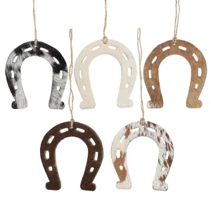 Cowhide Western Leather Christmas Ornament - Horseshoe - Sold Individually