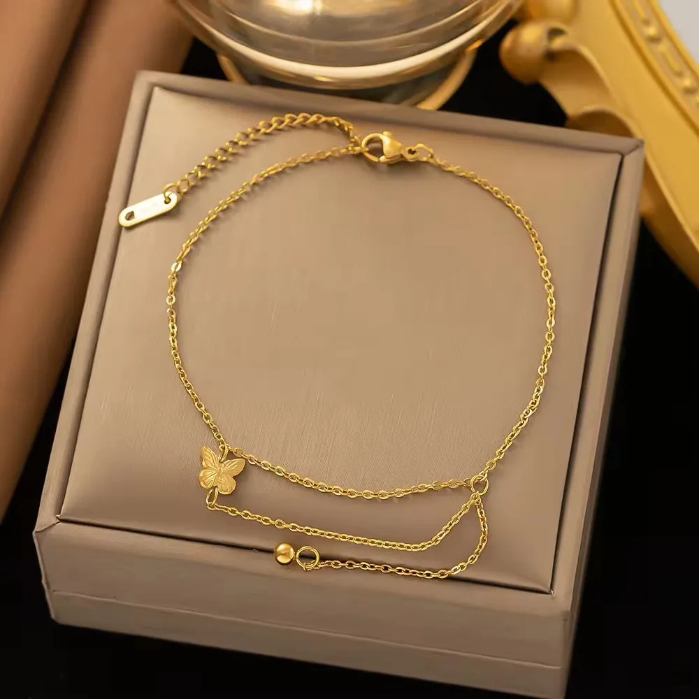 Cute Minimalist Butterfly Chain Anklet