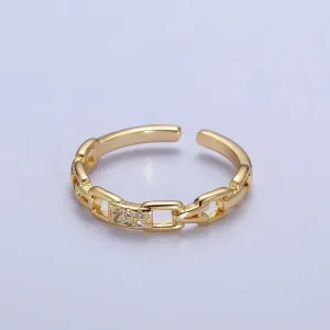 Dainty Minimalist Micro Pave Gold Chain Adjustable Ring