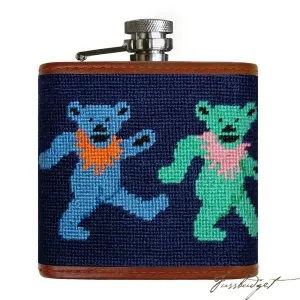 Dancing Bears Needlepoint Flask
