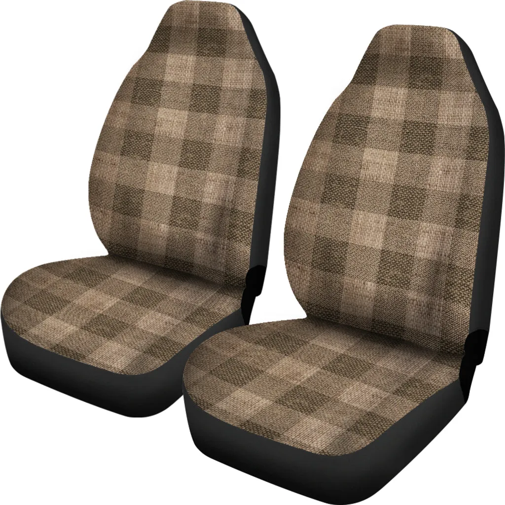 Dark Burlap Buffalo Plaid Car Seat Covers Seat Protectors Rustic Farmhouse