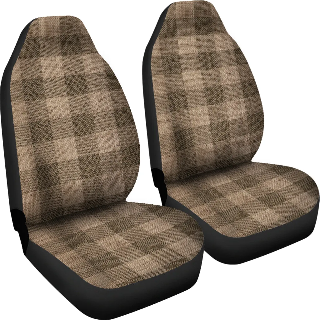 Dark Burlap Buffalo Plaid Car Seat Covers Seat Protectors Rustic Farmhouse