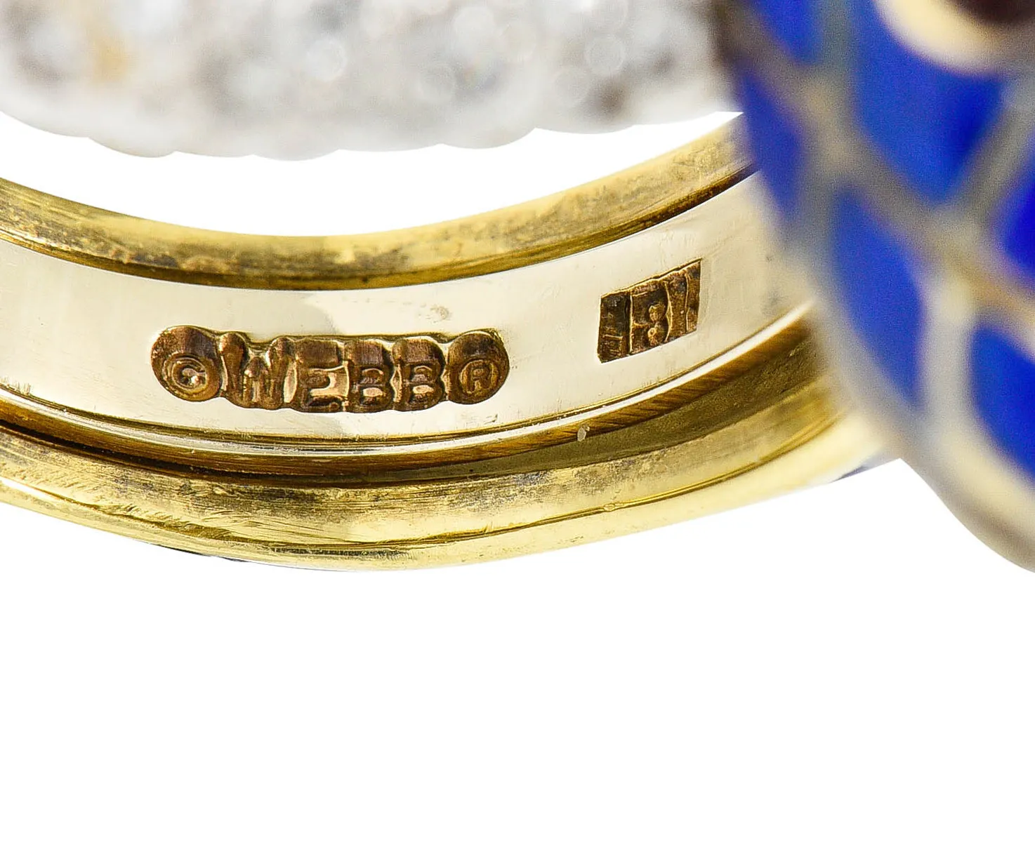 David Webb Enamel Diamond 18 Karat Two-Tone Gold Kingdom Snake Ring