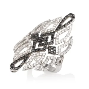 Deco glam elongated diamond pave ring