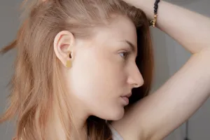 Delicate Round Organic Gold Studs Earrings