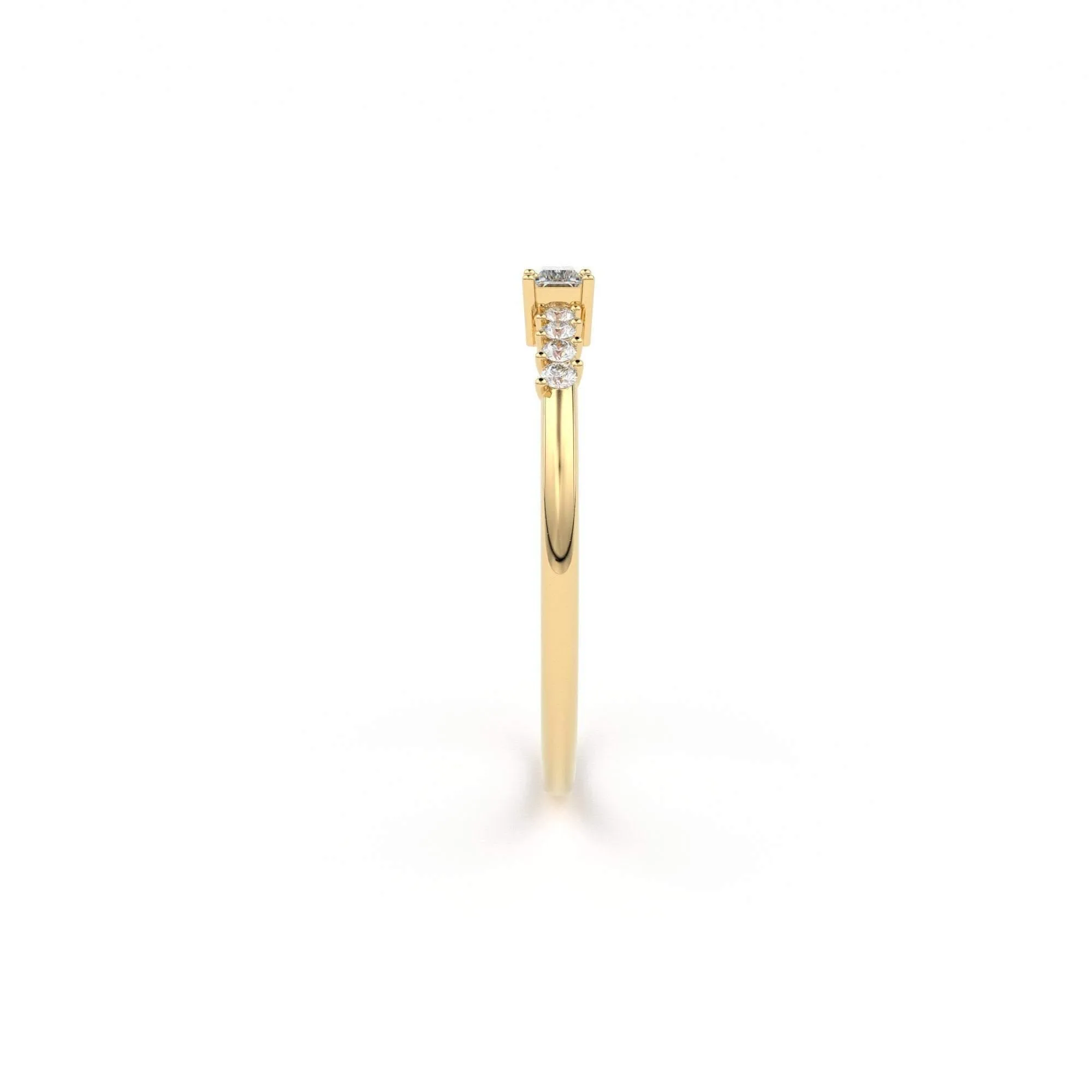 Diamond Baguette Ring / Baguette Diamond Engagement Ring in 14k Gold / Thin Simple Delicate Minimalist Baguette Solitaire Diamond Gold Ring