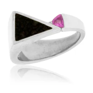 Dinosaur Bone and Pink Sapphire Ring