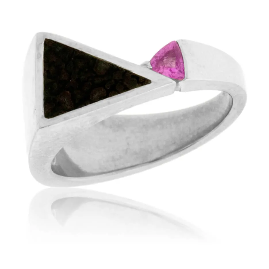 Dinosaur Bone and Pink Sapphire Ring