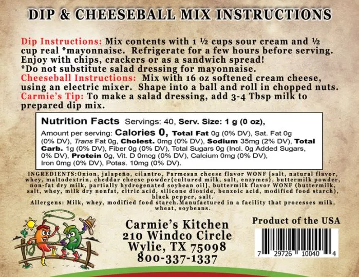 Dip Mix - Jalapeno Ranch Dip & Cheeseball Mix